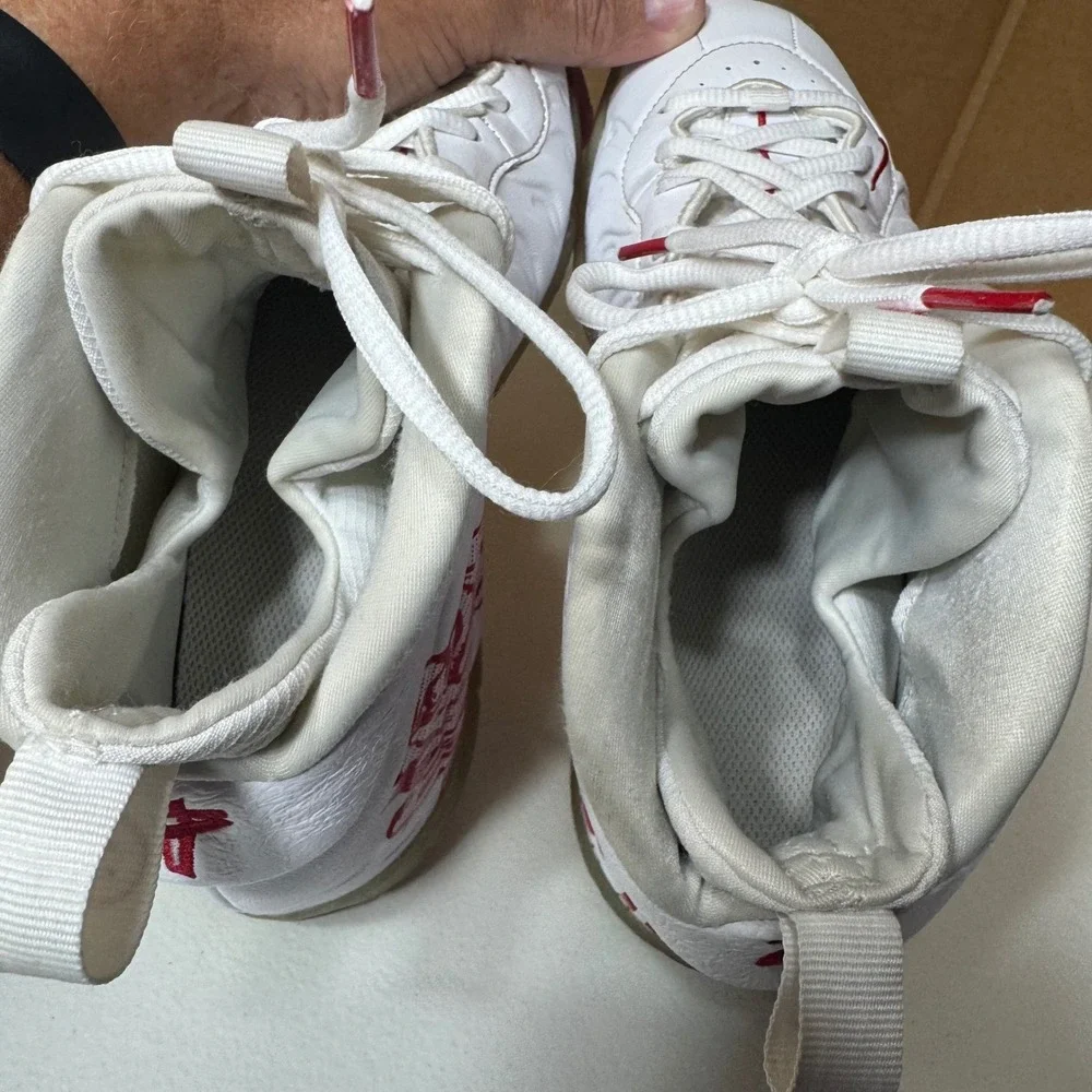 Nike Air Little Posite One Kids Sneakers‎ Shoes White Red Just Do It Roses